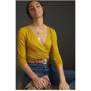 Anthropologie Saturday Sunday Crossover Ruched Wrap Top - Size Small